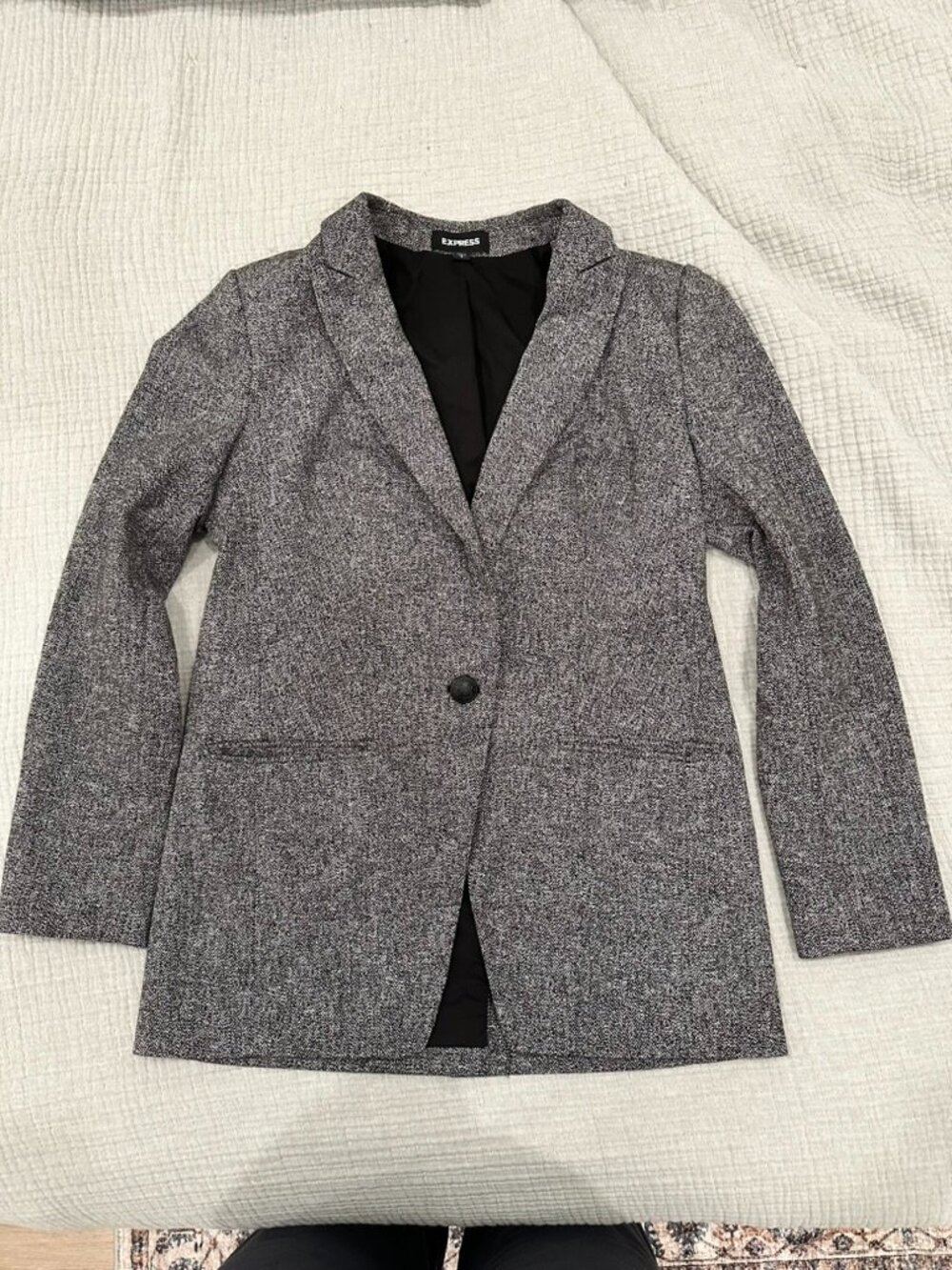 Express black and white herringbone blazer
